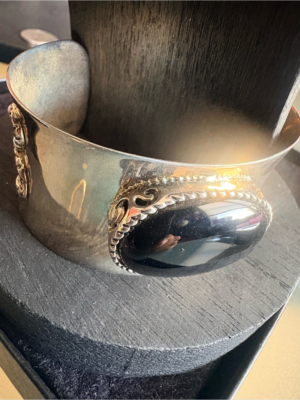 Silver Cuff Bracelet with Interchangeable Stones & Corn Symbols